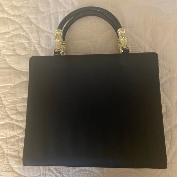 Barry Kieselstein blk leather and silk handbag - Picture 10 of 11